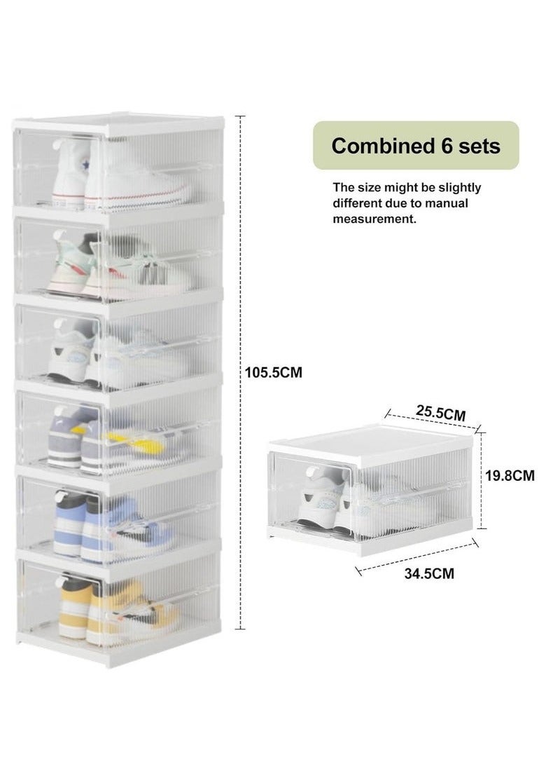 ARNOTEC Transparent 6 Pack Shoe Storage Organizer: Installation - Free, Foldable, Stackable Shoe Rack Set - Image 2